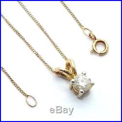 Ladies/womens, 9ct gold pendant with a solitaire diamond on a fine chain