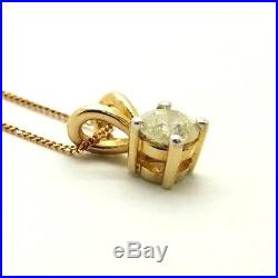 Ladies/womens, 9ct gold pendant with a solitaire diamond on a fine chain