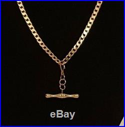 Lovely! 9 Ct Gold Flat Link Curb Necklace & T-bar