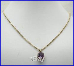 Lovely 9ct Gold Amethyst Solitaire Pendant And Chain