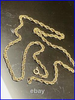 Lovely 9ct gold Rope link chain necklace. Hallmarked, 15 In Excellent Cond