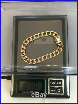 Lovely Gents 8 1/2 Heavy Vintage Solid 9ct Gold Fancy Curb Link Bracelet Chain