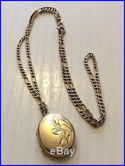 Lovely Quality Ladies Hallmarked Vintage 9ct Gold Locket Pendant On 9ct Chain