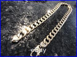 Lovely solid 9ct gold men's flat curb chain 183g