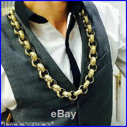 MASSIVE 15 oz MENS SOLID KNUCKLE DUSTER BELCHER CHAIN 9CT GOLD ON 925 SILVER