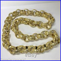 MASSIVE 15 oz MENS SOLID KNUCKLE DUSTER BELCHER CHAIN 9CT GOLD ON 925 SILVER