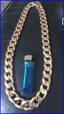 MASSIVE HEAVY SOLID 9CT GOLD GENTS MENS CURB CHAIN 466 gram