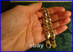 MENS 8.4 9ct Gold CURB CHAIN Bracelet 31.3gr 1 Troy Oz 10mm links Hm RRP£1750