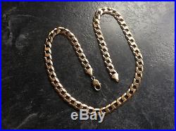 MENS 9ct GOLD CHAIN NECKLACE SOLID DIAMOND CUT CURB 58 GRAMS 21.5 inches