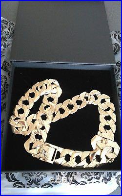 MENS GOLD SQUARE CURB CHAIN HEAVY 400g 9ct GOLD NECKLACE CHAIN 29/30 INCH