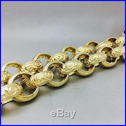 MENS HEAVY 296.4g PATTERNED & PLAIN BELCHER CHAIN 9CT GOLD ON JEWELLERS BRONZE