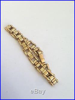 MENS RARE 9ct Gold bike Chain bracelet 37g Length 8.5 inches Width 9mm