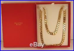 MENS Solid 9ct Gold Flat CURB CHAIN NECKLACE 22 inch 77gr 10mm cx680