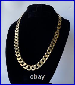 MONSTER Solid 9ct Gold on Silver Heavy 12.3 CURB Chain 24inch