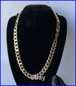 MONSTER Solid 9ct Gold on Silver Heavy 12.3 CURB Chain 24inch