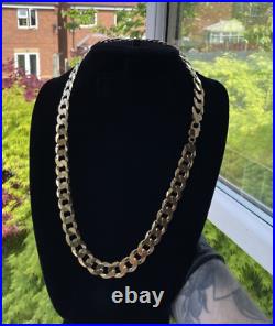 MONSTER Solid 9ct Gold on Silver Heavy 12.3 CURB Chain 24inch