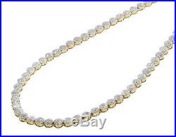 Men's 10K Yellow Gold Pave 4MM Genuine Diamond Cluster Chain Necklace 9 ct 30