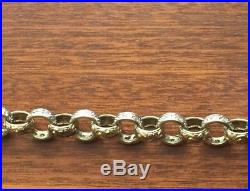 Men's 9CT Gold Heavy Belcher Chain. With CZ Stones. 26 Inch. 92.7 Grams