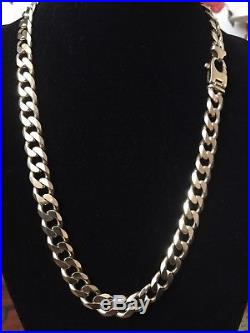 Men's 9CT Gold Heavy Curb Chain, 25 Inch, 186 Gram