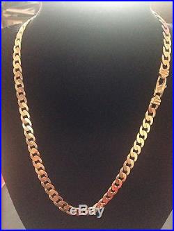 Men's 9CT Gold Solid Curb Chain 81 Grams. 24 Inches