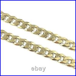 Men's 9ct Gold Curb Chain 20 Inch Yellow Solid Links Fully Hallmarked 26.3g