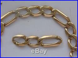 Men's Gold 9ct Heavy Curb Figaro Link Bracelet 21g 7.5