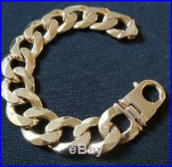 Men's Hallmarked Solid Yellow 9ct Gold Curb Bracelet 4 Oz Not Scrap