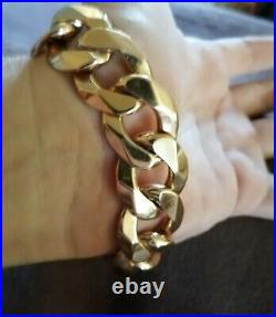 Men's Hallmarked Solid Yellow 9ct Gold Curb Bracelet 4 Oz Not Scrap