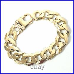 Men's Heavy Gold Curb Bracelet Solid 9ct 17.2mm Hallmarked 90.7g 9 Inches