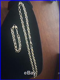 Men's/ Ladies Beautiful Heavy 9CT Gold Belcher Chain And Bracelet 85 grams