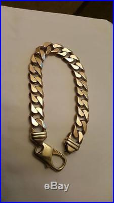 Men's heavy 9ct gold curb bracelet 61.5 grams