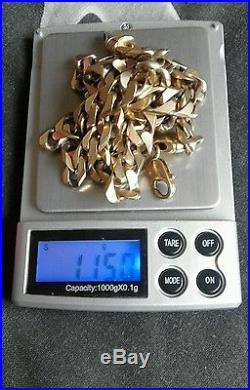 Men's solid 9ct gold curb chain 115 grams