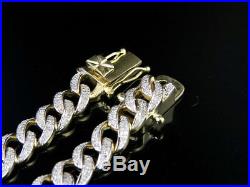 Mens 10K Yellow Gold Miami Cuban Link 8.5 MM Diamond Chain Necklace 9 ct 31 Inch