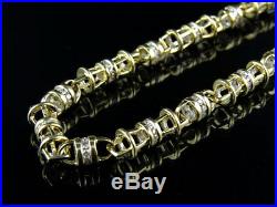 Mens 14k Yellow Gold Bullett Link 5.5 MM Real Diamond Chain Necklace 9 ct 30