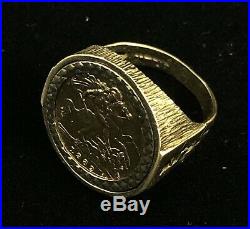 Mens 22ct Gold 1982 Half Sovereign 9ct Ring Mount Gift Not Keeper / Chain