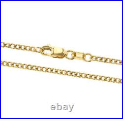 Mens 9ct Gold 1mm Semi Solid Close Curb Chain Necklace