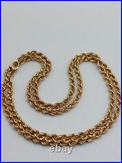 Mens 9ct gold rope chain length 26weight 17.71grams