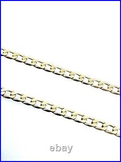 Mens Gold Curb Chain 9ct Yellow Gold Long Chain 22 Inch 4mm Wide Mens Solid