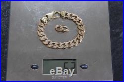 Mens High Quality 9ct Gold Heavy Flat Curb Link Bracelet