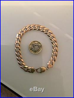 Mens Solid Gold 9ct curb chain Bracelet 375 23cm long