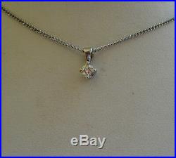 New 1/5ct Diamond Solitaire 9ct White Gold Pendant Necklace & Gold Chain £160