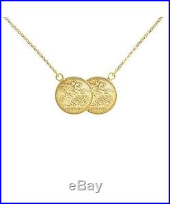 New Solid 9ct Gold St George Coin Half Sovereign Size 18 Necklace RRP £395