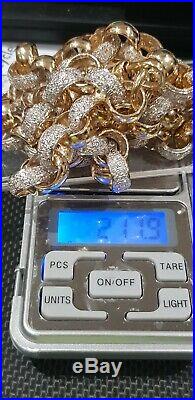 New solid 9kt 9ct gold stone set 211g belcher chain not scrap hallmarked HUGE'