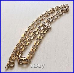 Nice Early Vintage Hallmarked 9ct Gold Open Box Link 24 inch Necklace Chain