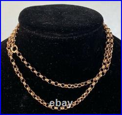 OLD VINTAGE ANTIQUE STRONG 24.5 INCHES LONG 9ct GOLD CHAIN NECKLACE BELCHER LINK