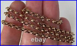 OLD VINTAGE ANTIQUE STRONG 24.5 INCHES LONG 9ct GOLD CHAIN NECKLACE BELCHER LINK