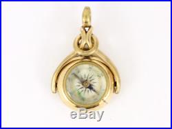 Pocket Watch Albert Chain Bloodstone Compass Fob Vintage 9ct Gold 5.9g Cg37