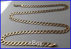 QUALITY 375 9CT GOLD FLAT CURB LINK NECKLACE CHAIN 21 inches 14.35g