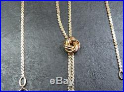RARE VINTAGE 9ct GOLD S LINK LOVE KNOT & PENDANT NECKLACE CHAIN 16 inch 1978