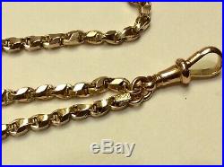 Rare Antique 9ct Rose Gold Long Guard / Muff Chain Necklace 55 inches long 24g